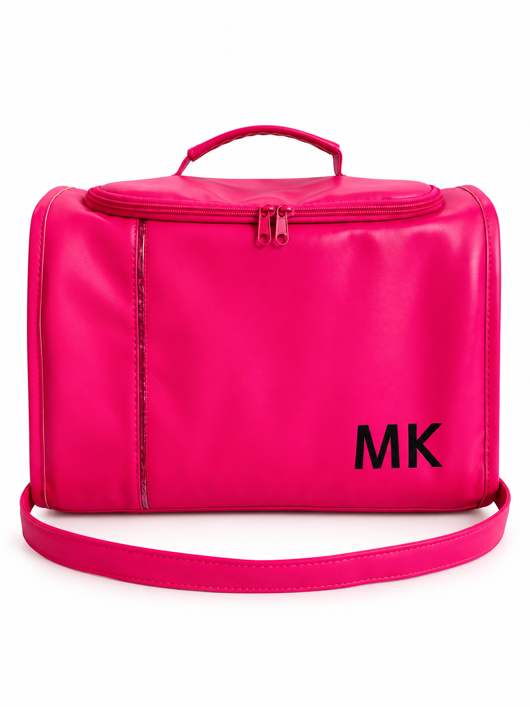 Bolsa pink vibrante com alça e logo MK