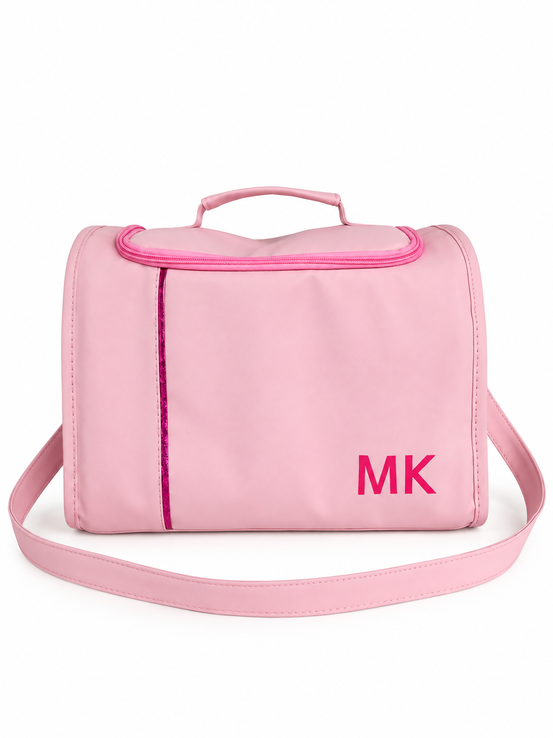 Necessaire Rosa Pastel com Alça e Logo MK